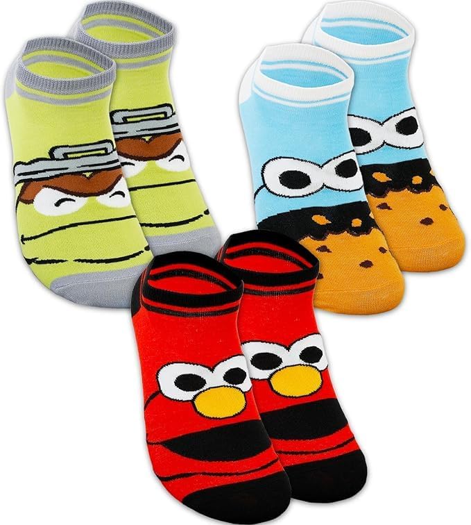Sesame Street Socks for Women - Bundle with 3 Pairs of Non-Slip and 3 Pairs of Ankle Socks Featuring Elmo, Cookie Monster, More Plus Stickers | Sesame Street Apparel Set for Teens, Girls - Image 4