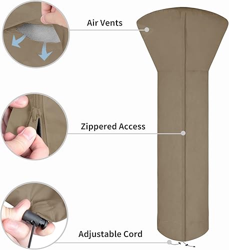 Miniatura 4 de Easy-Going Funda para calentador de patio con cremallera y bolsa de almacenamiento, cubierta impermeable para calentador de exterior, a prueba de