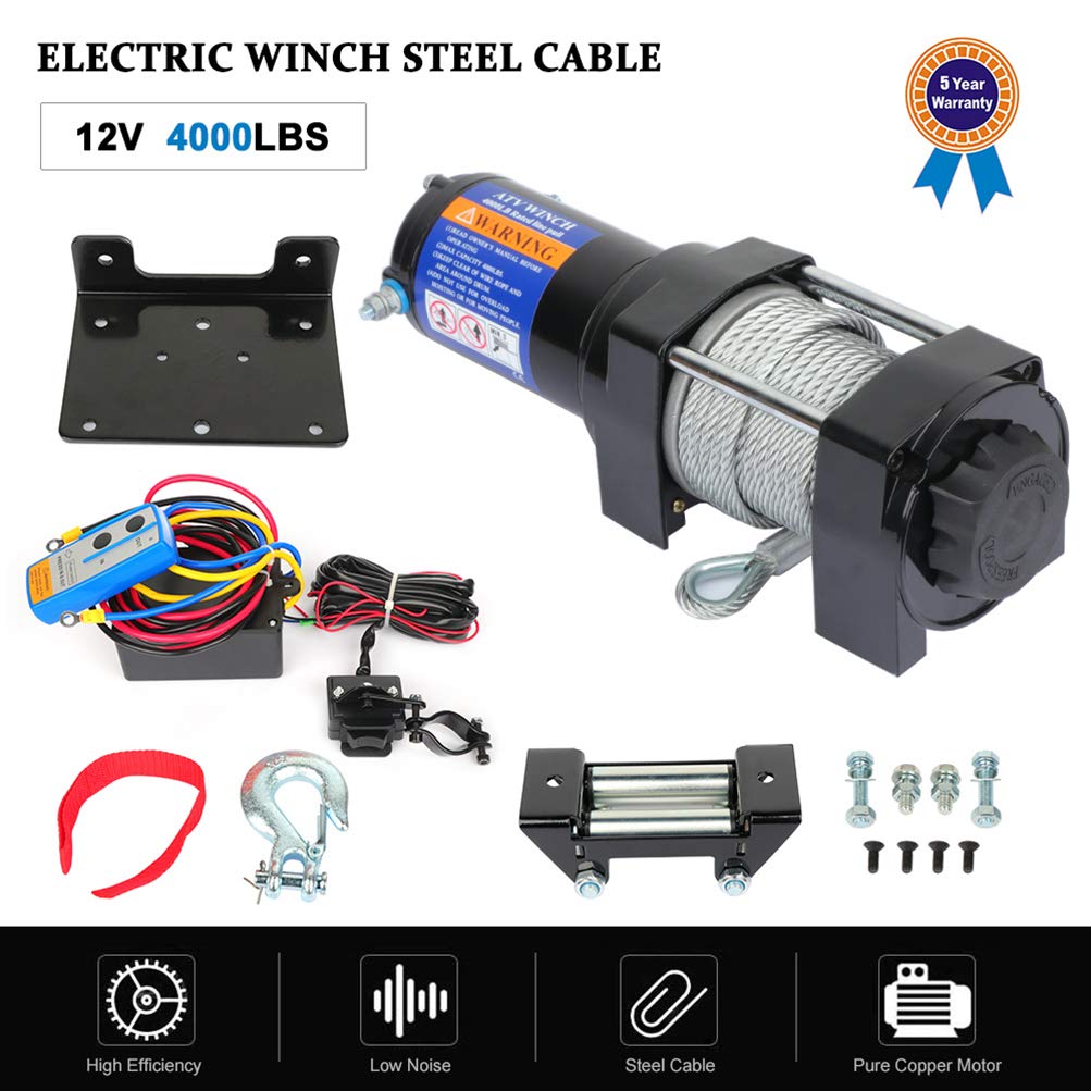 Buy LSAILON HeavyDuty ATV UTV Bumper Winch Kits,12 Volt 4000 LBS Steel