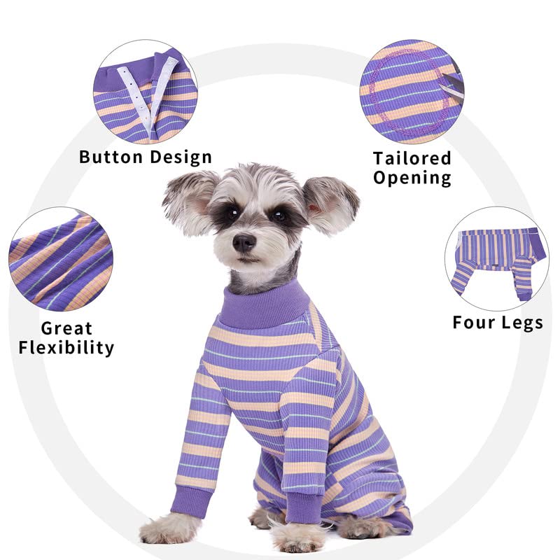 Image of Dog Surgery Recovery Suit for Small Dogs, 4-Legged Dog Onesie After Surgery with Back Snaps, Breathable Cotton Spay and Neuter Bodysuit for Female and Male Dogs
