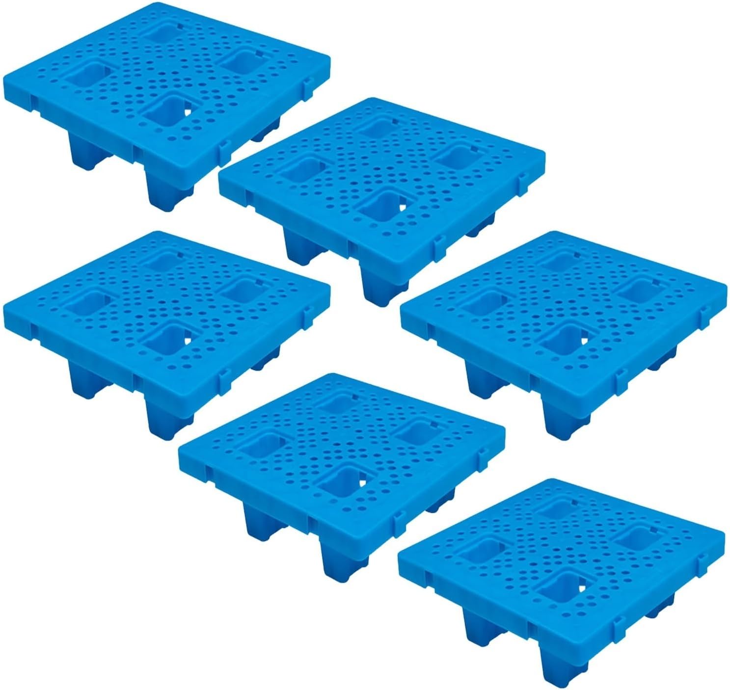 Plastic Pallets 19.68 x 19.68 x 4.72 Inch Lightweight Floor Pallets Display Waterproof Storage Plastic Trays Breathable Grids Article Racks for Garage Supermarket Basement