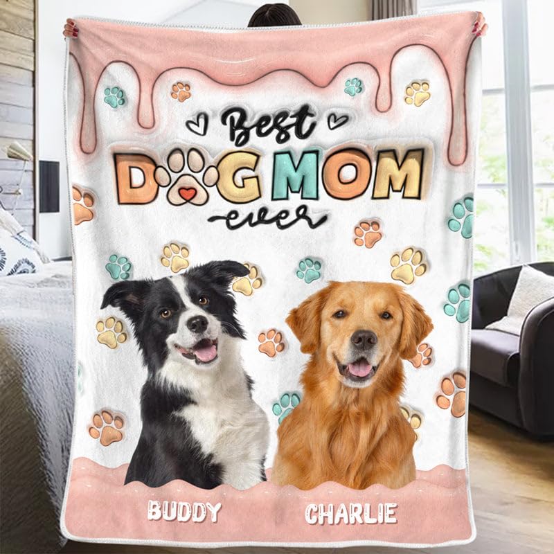 Pawfect House When I Needed A Hand, I Found A Paw Custom Photo Dog Throw Blanket with Name, Birthday Gifts for Dog Lovers Cat Lovers, Pet Blanket Gifts for Women, Dog Mom, Cat Mom Gifts, Full