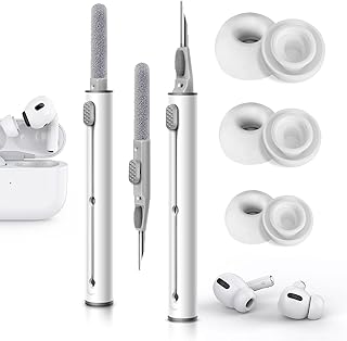 3-Pair Replacement Ear Tips for AirPods Pro & 2nd Generation with Noise Reduction Holewith and Cleaner kit,Cleaning Pen Airpods 1 2 3 pro/pro 2nd,Built-in dust Guard Screen,3 Sizes (S/M/L)-White