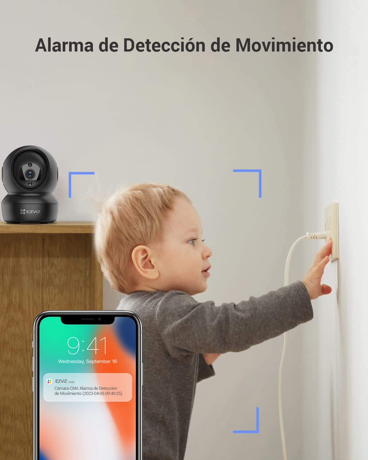 EZVIZ Cámara Vigilancia WiFi Interior 360º, 1080P Camara Vigilancia Bebe/Mascotas, Visión Nocturna, Audio Bidireccional, Detección de Movimiento, Control Remoto, Compatible con Alexa, C6N Negro