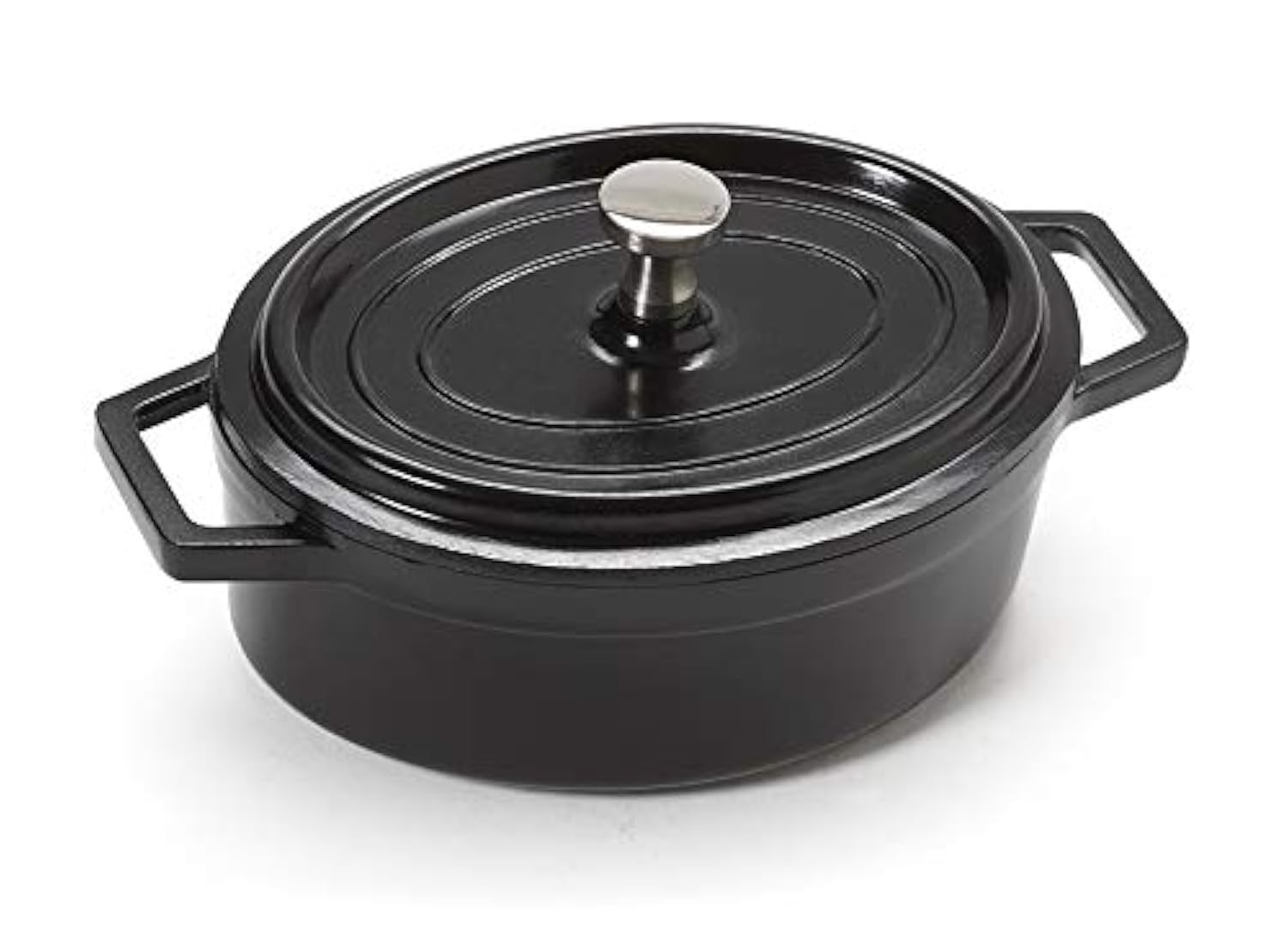 GET-CA-103 Heiss Lightweight Cast Aluminum Mini Dutch Oven with Lid, 12 Ounce, Black