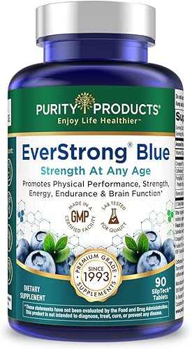Purity Products EverStrong Blue Strength Building + Brain Boosting w/Muscle Matrix Blend ft. Monohidrato de creatina + más, complejo orgánico de
