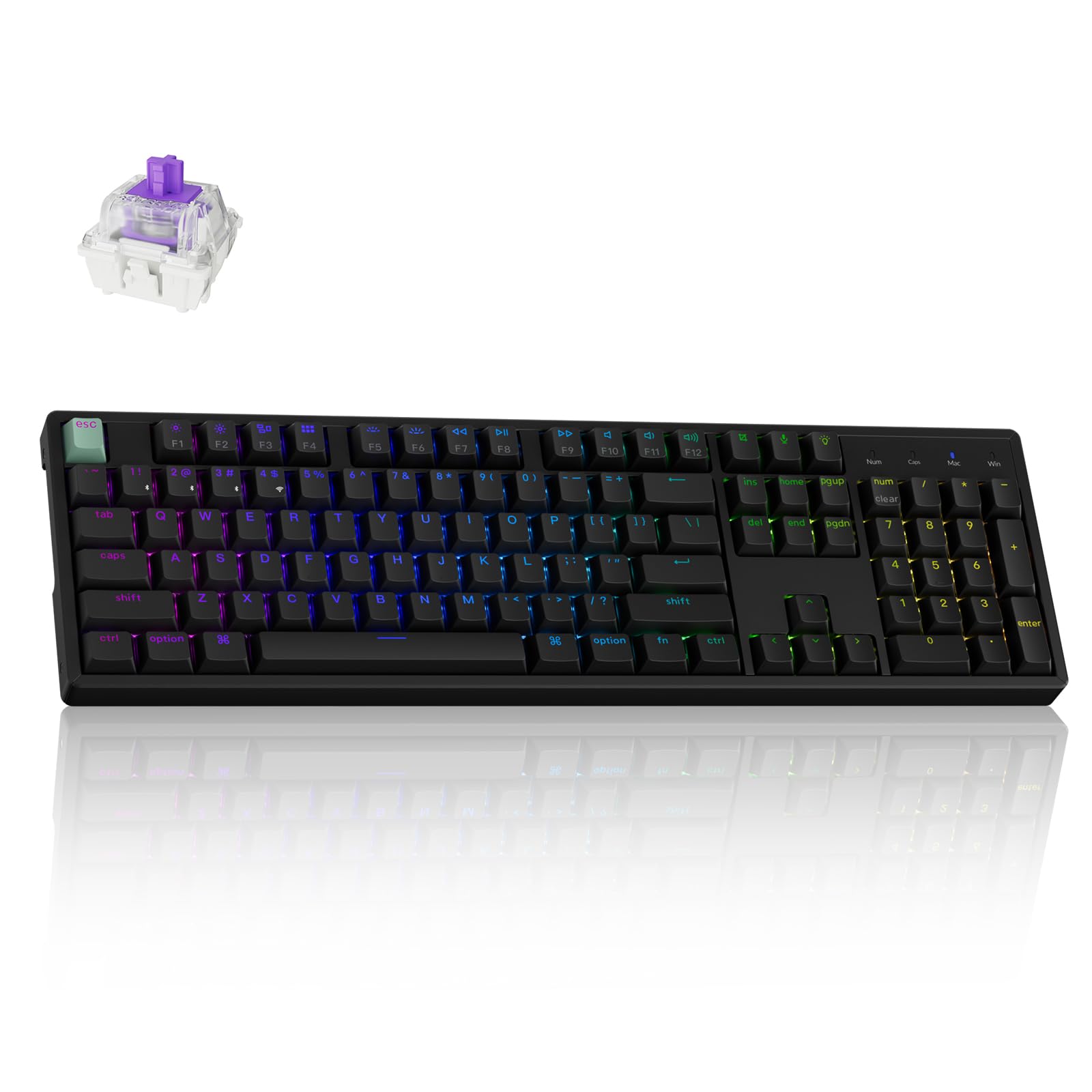 Keychron K10 HE Rapid Trigger Gaming Keyboard Wireless, Hall Effect Magnetic Switch Hot Swappable, 2.4 GHz/Bluetooth/Wired Adjustable Actuation, Full-Size Custom RGB for Mac Windows Linux