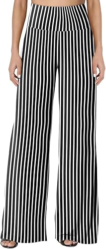 JZC Women's Palazzo Lounge Pants Stretchy Wide Leg Casual Pants Comfy High Waist Flowy Pants S-3XL