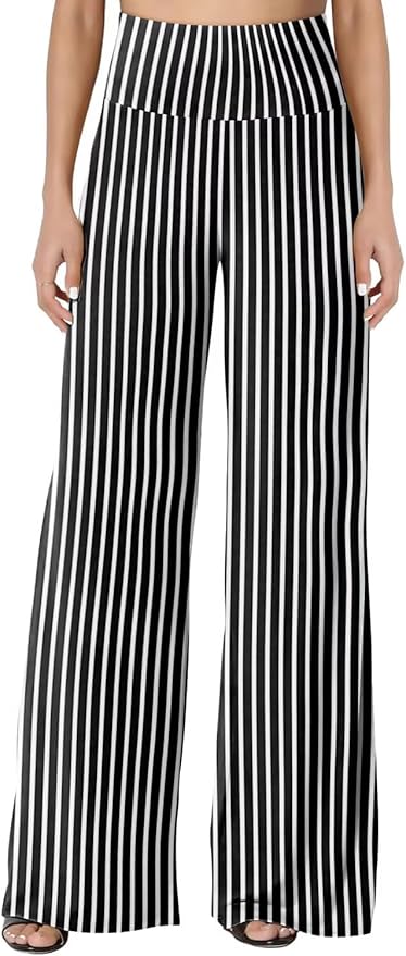 JZC Women's Palazzo Lounge Pants Stretchy Wide Leg Casual Pants Comfy High Waist Flowy Pants S-3XL