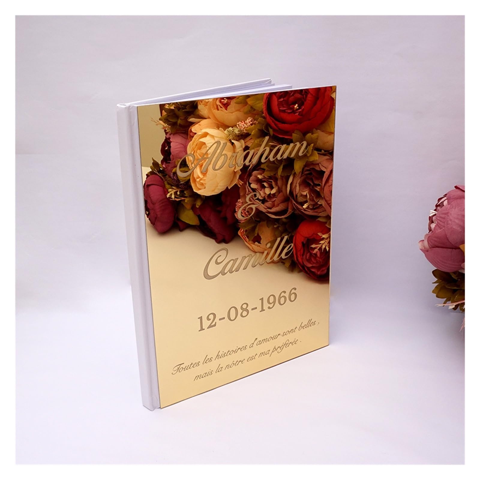 Hochzeitsgästebuch Hochzeitsbuch mit Spiegeleinband und leerer Seite | Leere Innenseiten For Freien Schreiben Und Behalten Von Nachrichten Durch Gäste(X002-Gold)