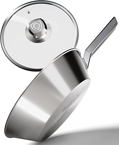 Dalstrong Sartén de 9 pulgadas, serie Oberon, sartén de aluminio de 3 capas, utensilios de cocina plateados de primera calidad, 1.5 cuartos de