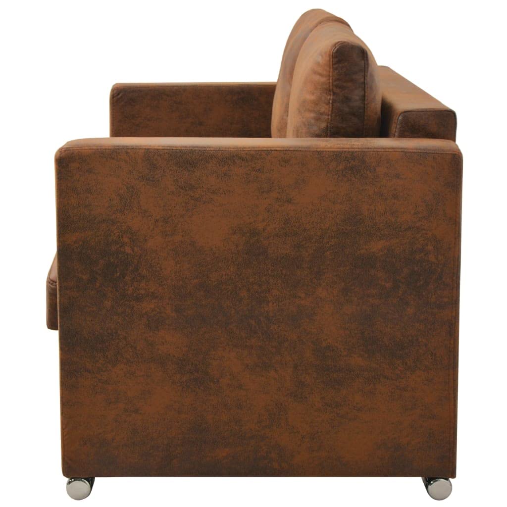 Dick gepolstertes Sofa mit Holzgestell und Wildleder-Imitat als moderner 2-Sitzer für den Wohnraum