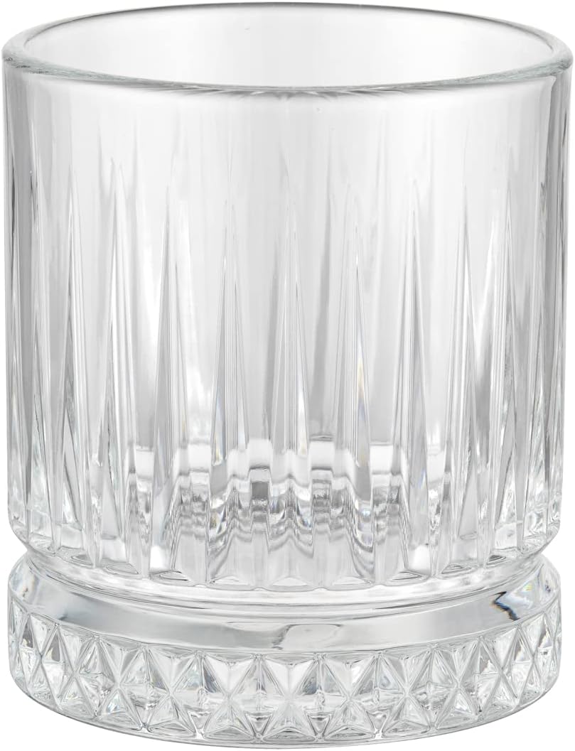 Restaurantware Elysia 7 Ounce Whiskey Glasses 12 Cut Rocks Glasses - Lead-Free Weighted Base Clear Glass Tumblers Dishwasher-Safe For Scotch Bourbon And Cocktails