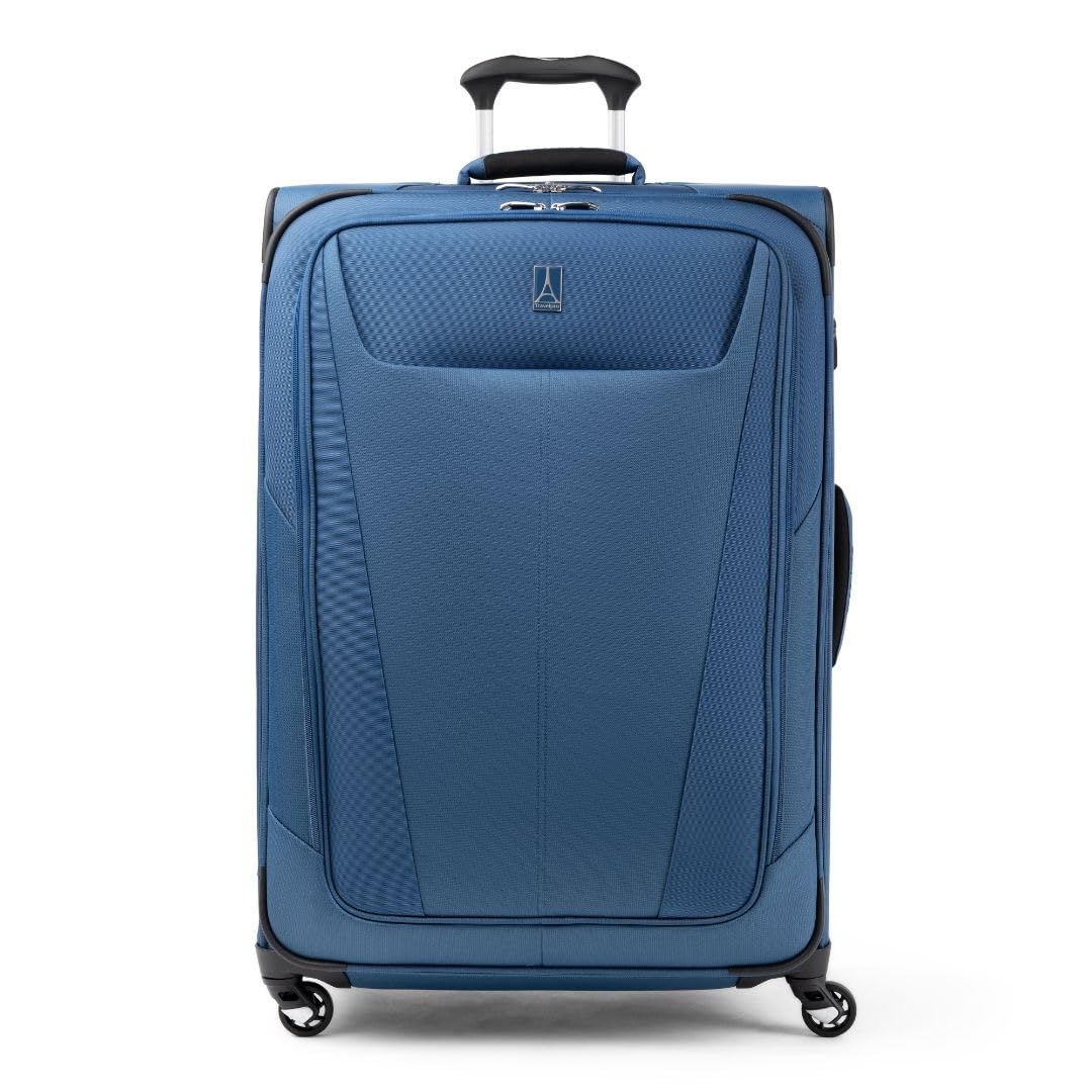 Travelpro Maxlite 5 Softside Expandable Checked Luggage with 4 Spinner Wheels, Lightweight Suitcase, Men and Women, Ensign Blue, Checked Large 29-Inch