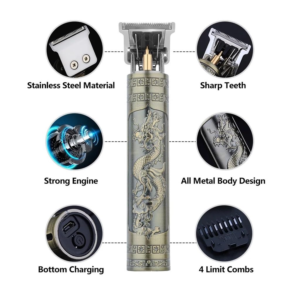 Rasoirs T9 Original Coiffeur Set Tondeuse Rasoir Électrique Homme Lence Professionnel Rasoir Coupe de Cheveux (Bouddha Doré)