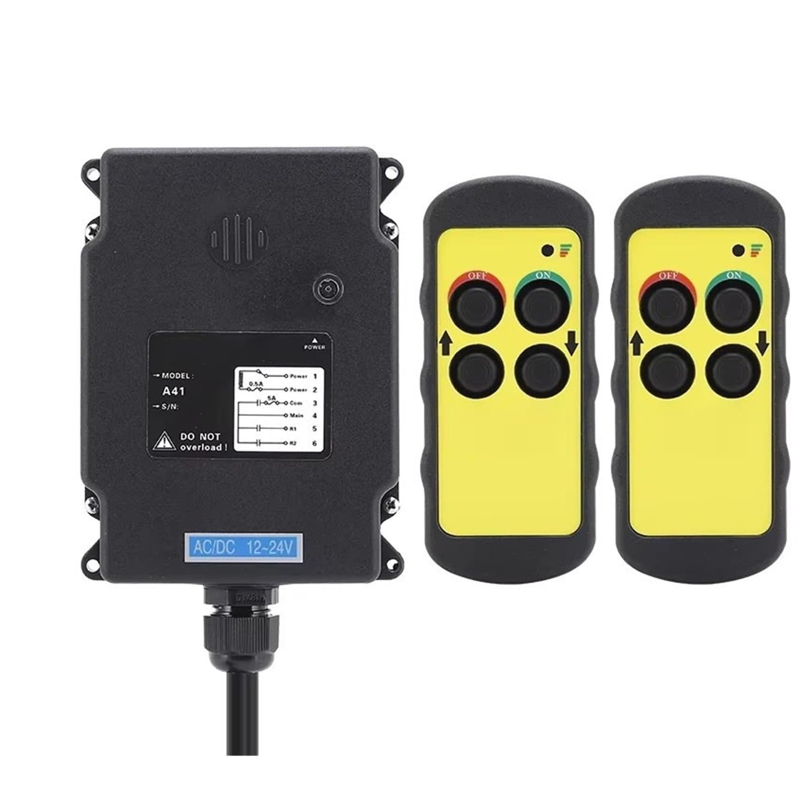 Radio Industrielle À 2 Boutons, Vitesse Unique, Pour Porte De Voiture, Grue, Télécommande, Interrupteur, Commande Treuil Bras Cadre Durable de Levage Treuils électriques(B1)