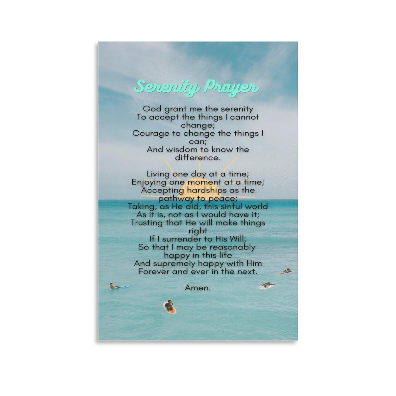 KCDFDVJFBM Christian Gift Serenity Prayer Wall-Art Inspirational Canvas Print Motivational Quote Decor for Home Office Church Modern Framed Alternative Ready to Hang(Framed,12x18inch(30x45cm))