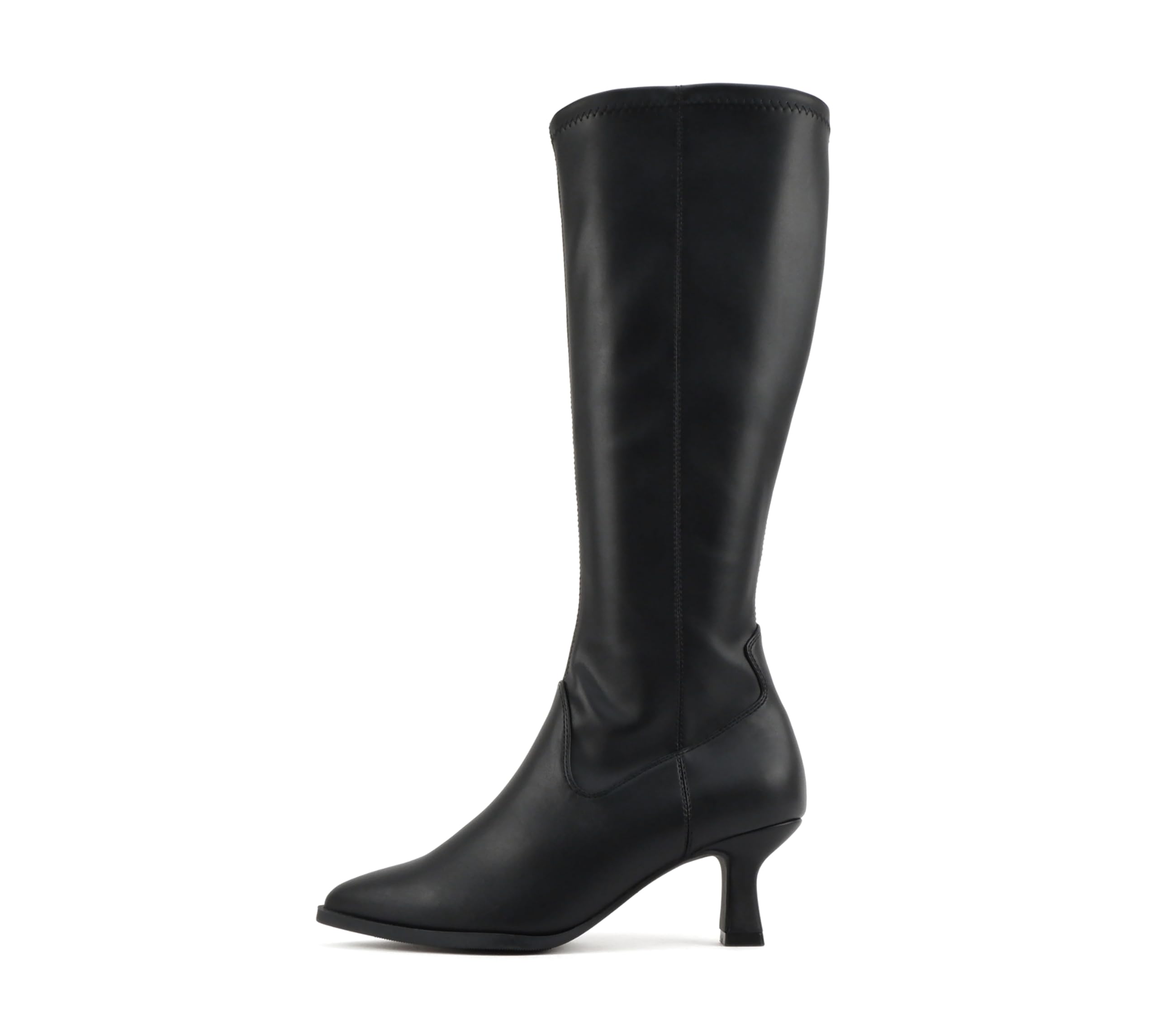 Soda Drawn Women Pointed Toe Low Heel Quarter Zip Knee-High Boot