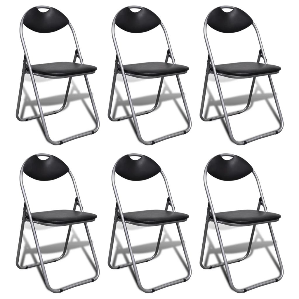 GuyAna Sillas de Comedor Plegables 2 uds Cuero sintético y Acero Negro Mesa Y Sillas De Comedor