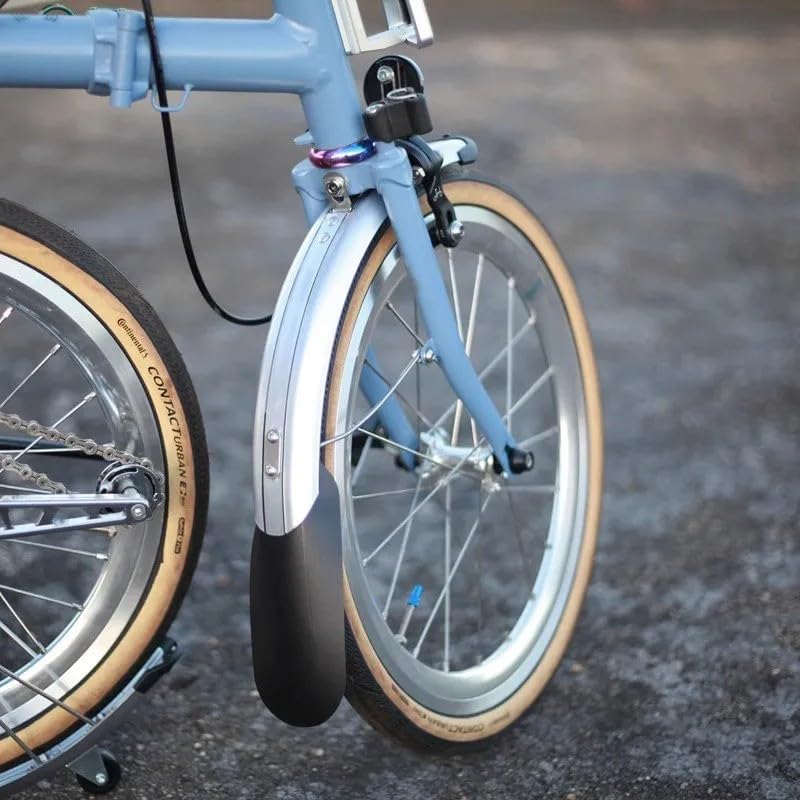 Guardabarros delantero para Brompton solución contra salpicaduras con soporte negro plata 3