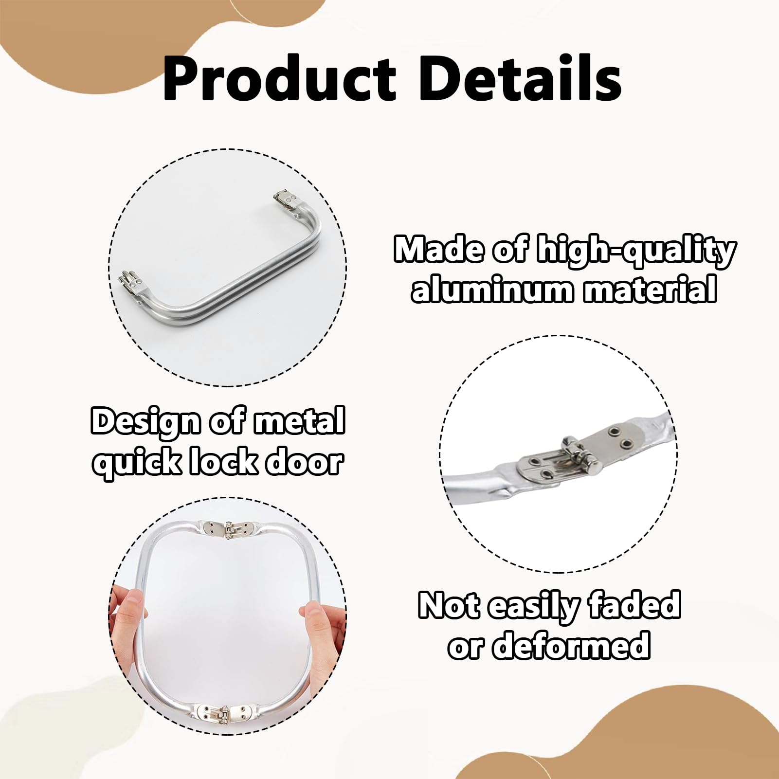 Chiusure Per Borse Con Manico - Set Di 2 In Alluminio, 16x9 Cm, Per Fai Da Te - Foto 4