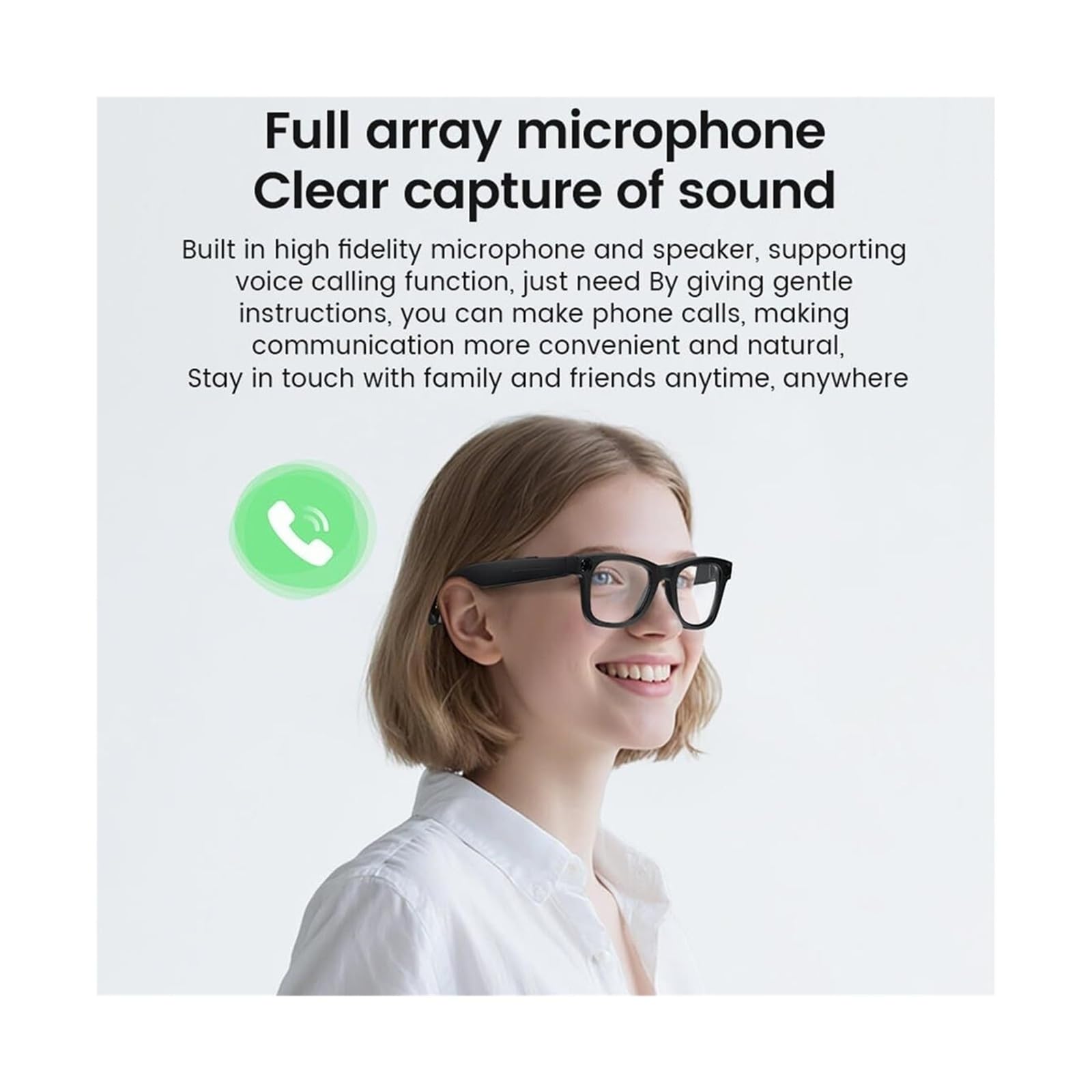 Occhiali intelligenti, con occhiali for fotocamera Bluetooth da 8 MP e funzionalità di musica e chiamate, controllo vocale, for la registrazione video remota