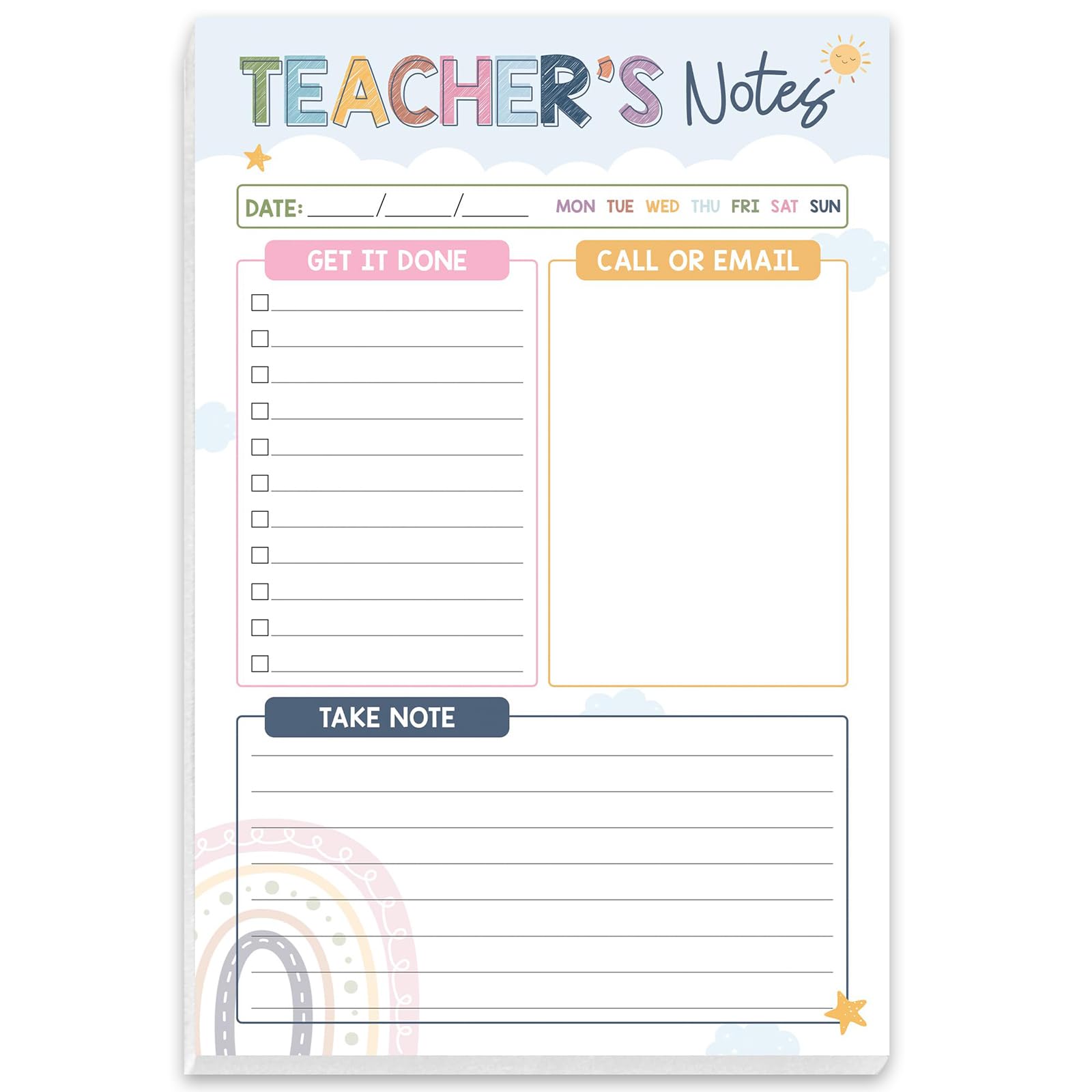 Teacher Gifts, Gifts For New Teachers, Boho Teacher Notepad, To Do List Notepad, Stationery Must-Have Supplies Flashcards For For Office, And Desk Use Elementary, Middle, And High School Teachers
