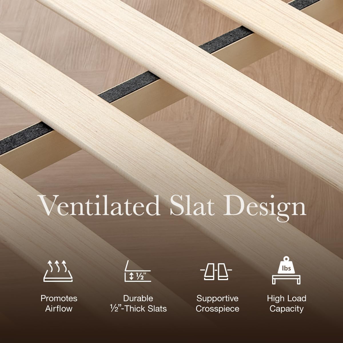 タンスのゲン Twin Solid Wood Platform Bed with Headboard and Charging Station – Adjustable Height, No Box Spring Needed, Easy Assembly, Light Brown, 49604350(108709)