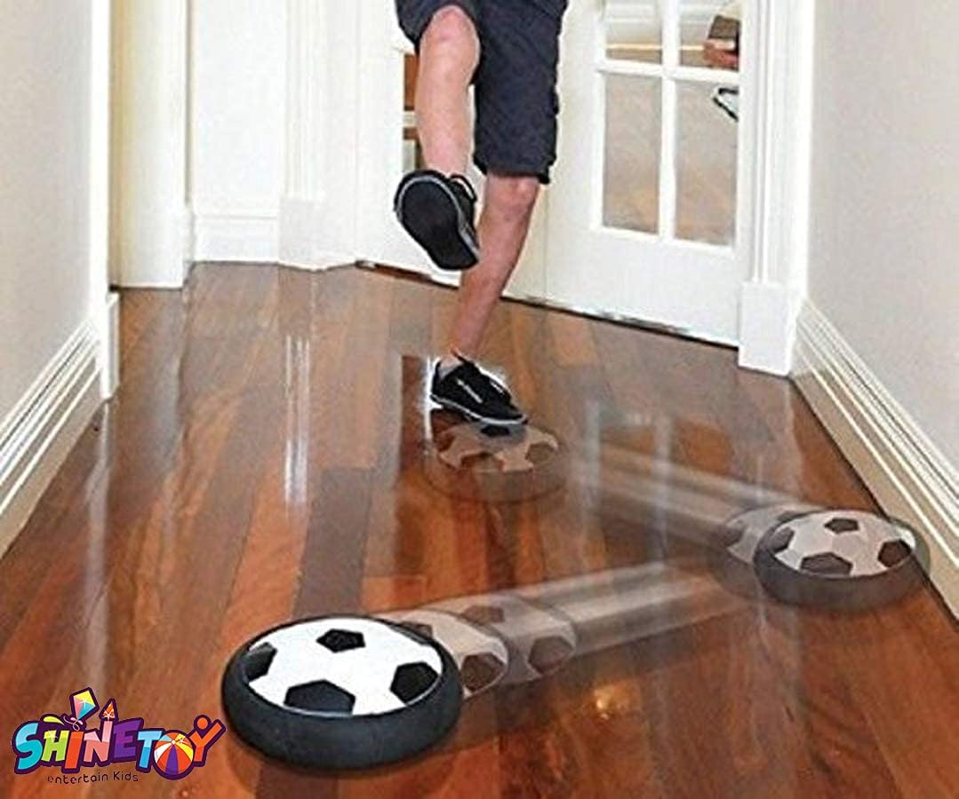 Pinzu Air Power Soccer Football Hover Disc Toy with Foam Bumpers and Light-Up LED Lights, Kids Sports Ball Game for Indoor & Outdoor Play, Gift for Children 3