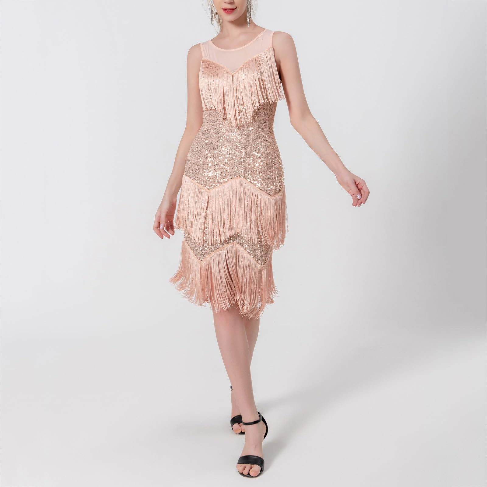 Tenue De Patinage Artistique Robe Charleston Pole Dance Vetement Anniversaire Justaucorps Elegant Latine Padme Costume Déguisement Disco Deguisement Chic