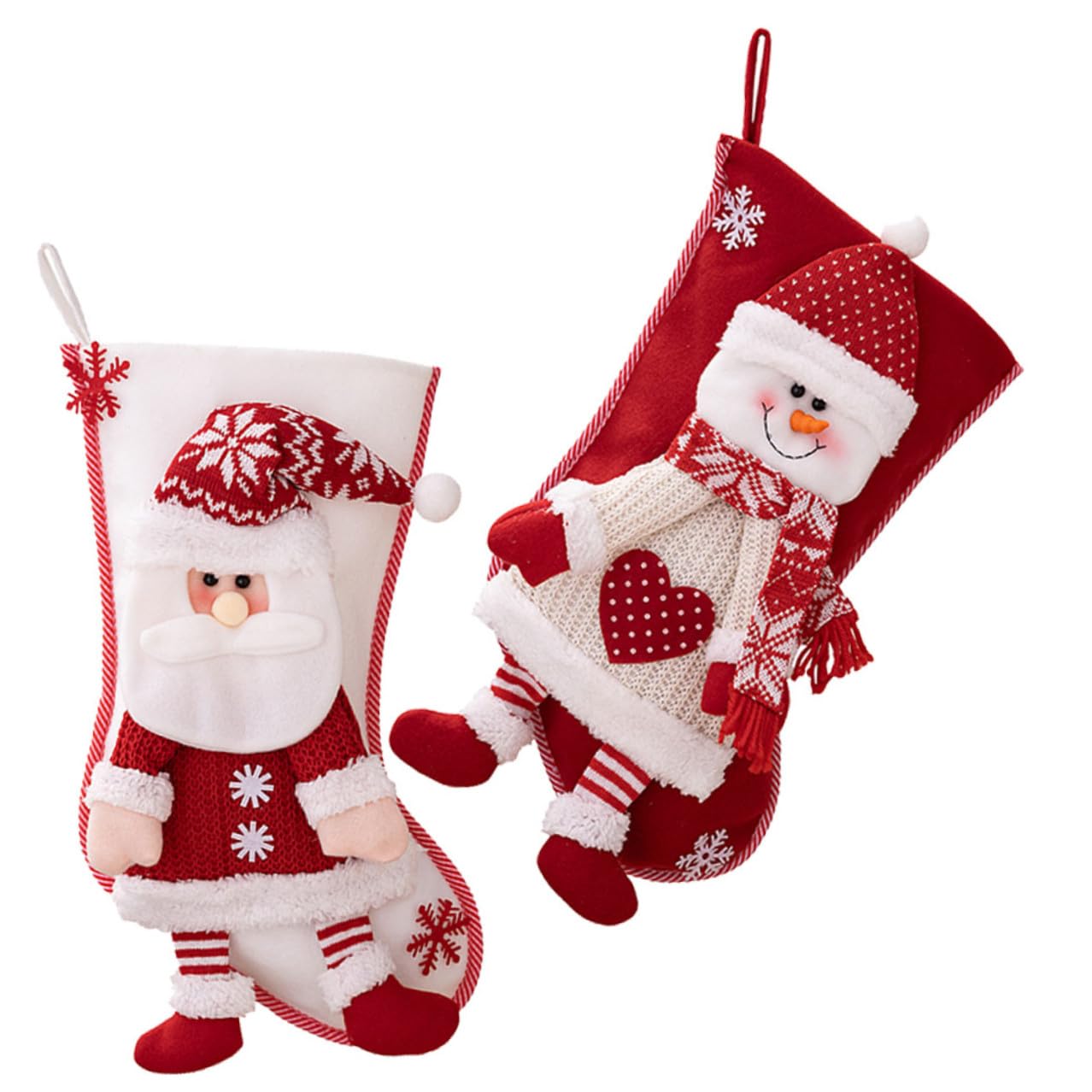 2pezzi Calza di Natale Decorativa Calzini Natalizi Tema Calze di Natale per Albero per Appendere Decorazione Natalizia Classica