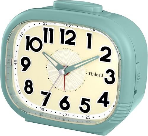 Miniatura 3 de Reloj despertador fuerte para adultos que duermen pesados, silencioso, sin tictac, funciona con pilas, esfera que brilla en la oscuridad, iluminado