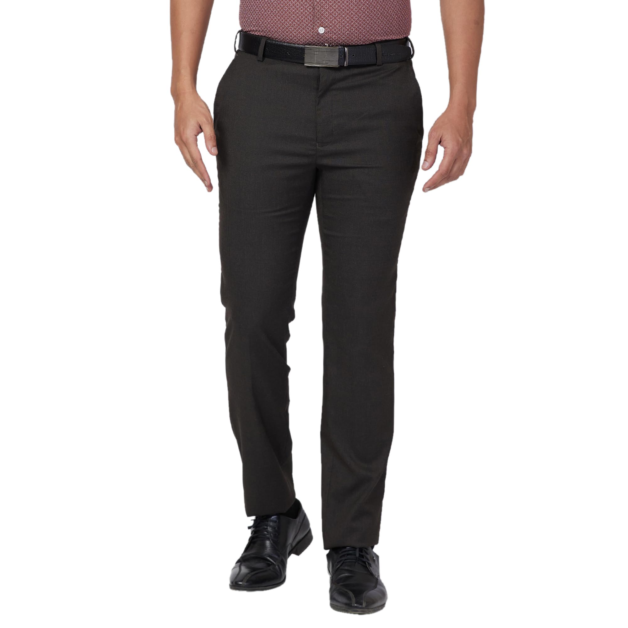 raymond Men's Mid Rise Slim Fit Checks Pattern Polyester Blend Pleated Formal Trouser-picture-27