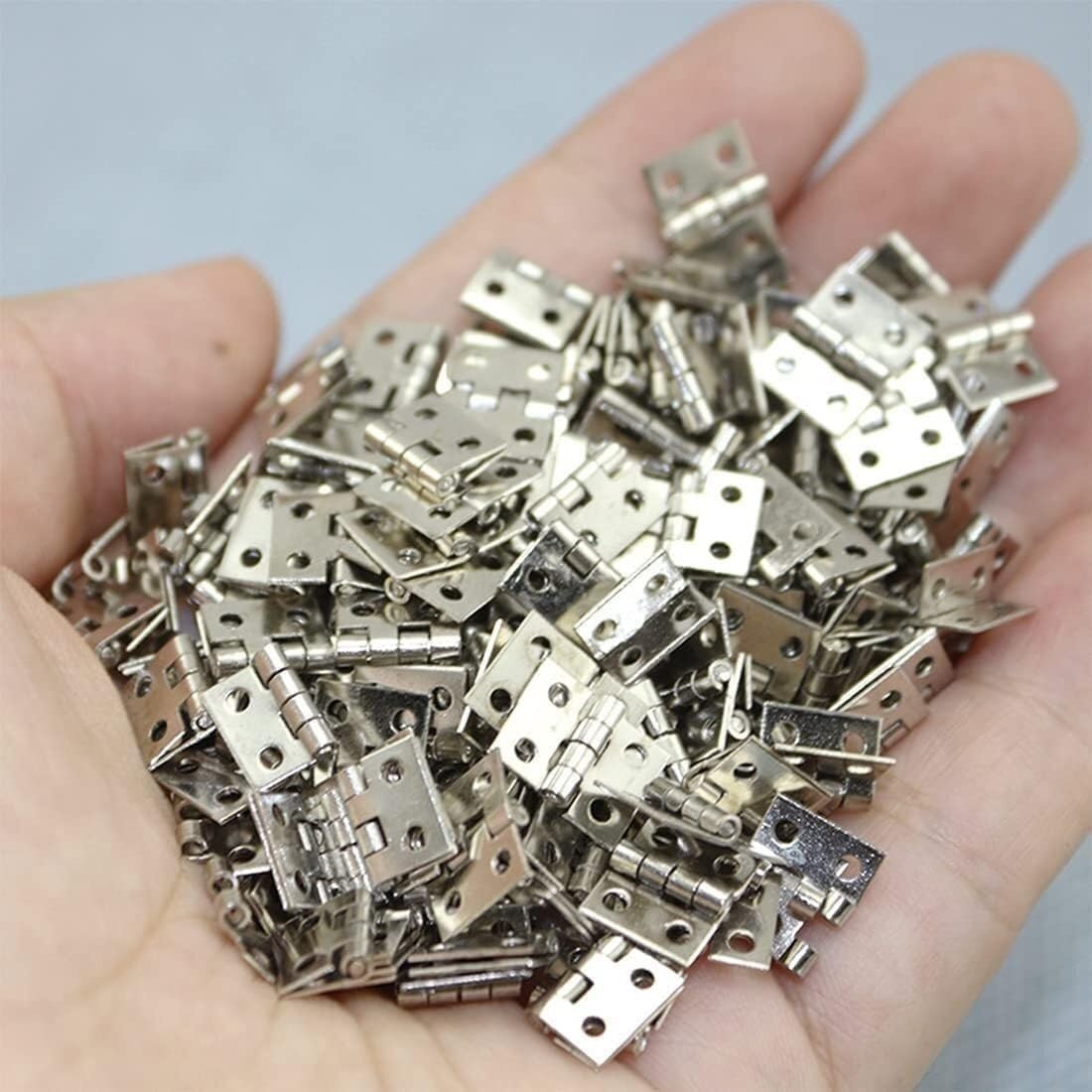 Aoicxb Silver Flush Hinges,Door Hinges,Door Hinges,100Pcs 8X10mm Mini Doll House Door Hinges, Metal Cupboard Drawer Hinge, Folding Butt Hinges For Diy Crafts Wooden Box Toys Cabinet Drawer