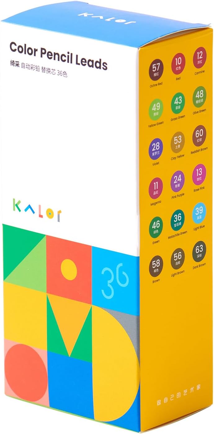 KALOR Mechanical Pencil Refills, 36 Color Set, 72 Pieces