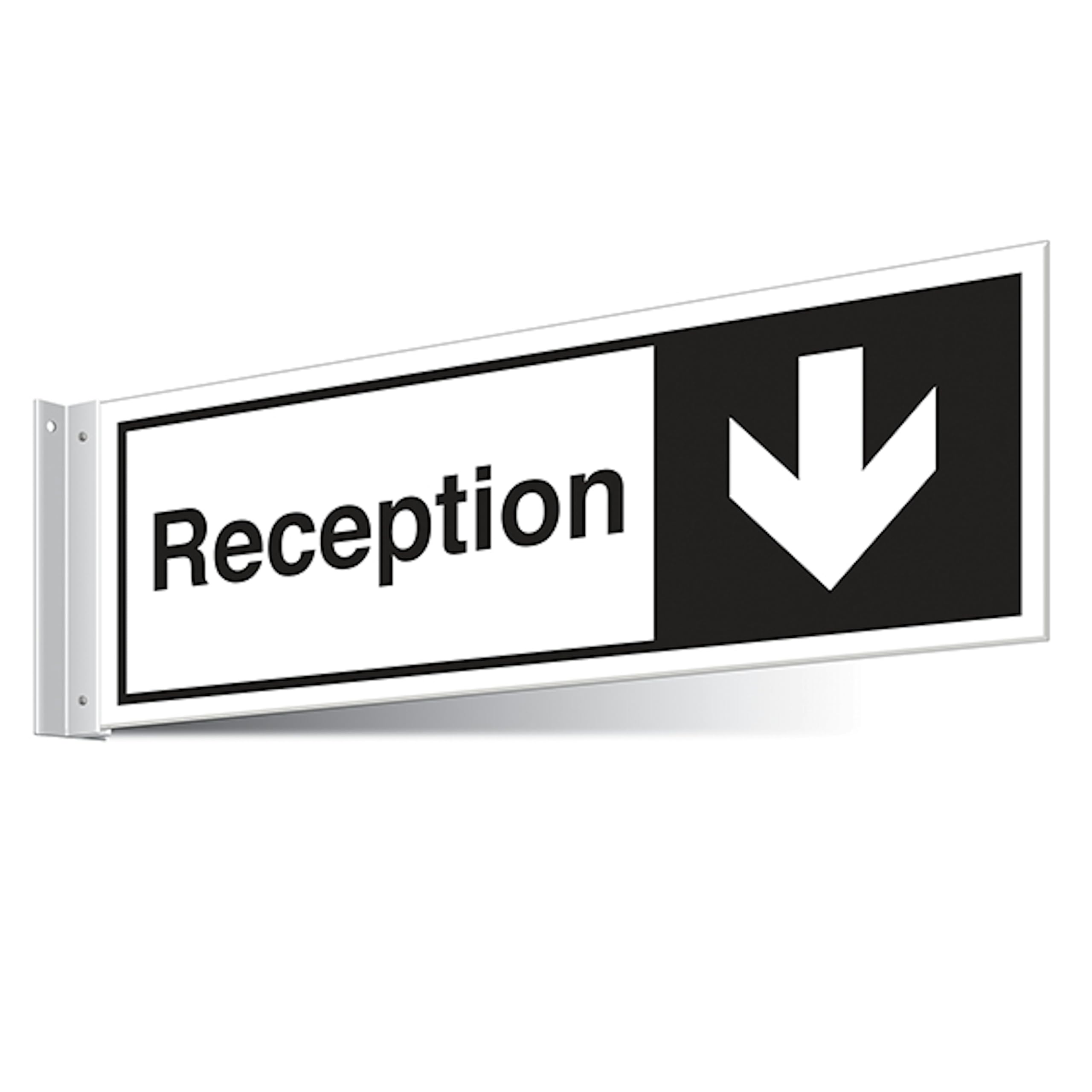 V Safety Reception Arrow Down Corridor Sign 450 x 150 mm - 3mm Indoor Palboard Safety Sign