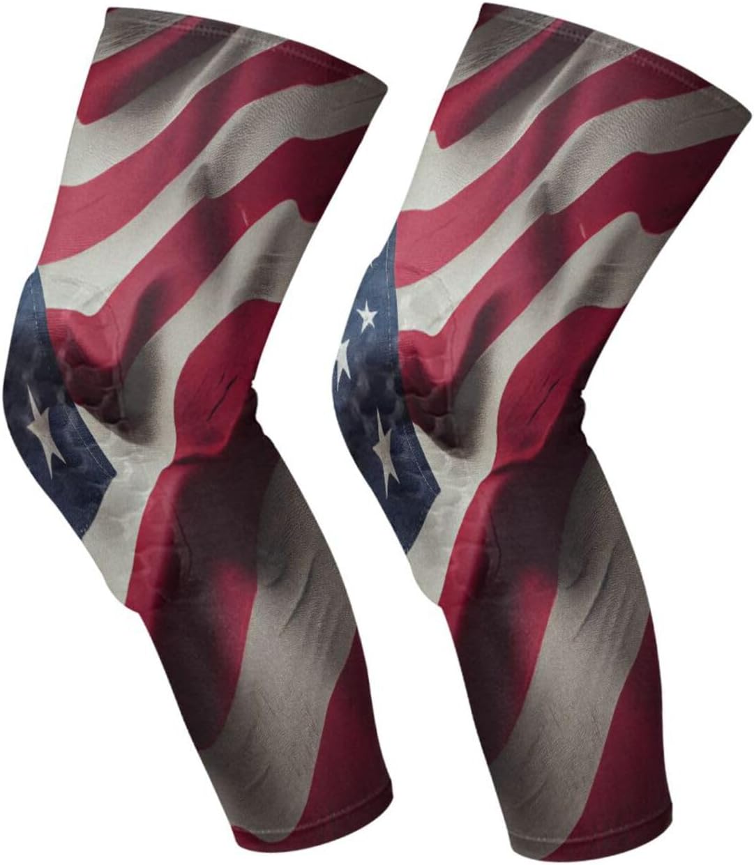 Youth Volleyball Knee Pads 1 Pair Long Leg Sleeves Braces Compression Wrestling Knee Pads Support for Basketball Football Running Gym for Teens Boys, American Independence Day American Retro Waving