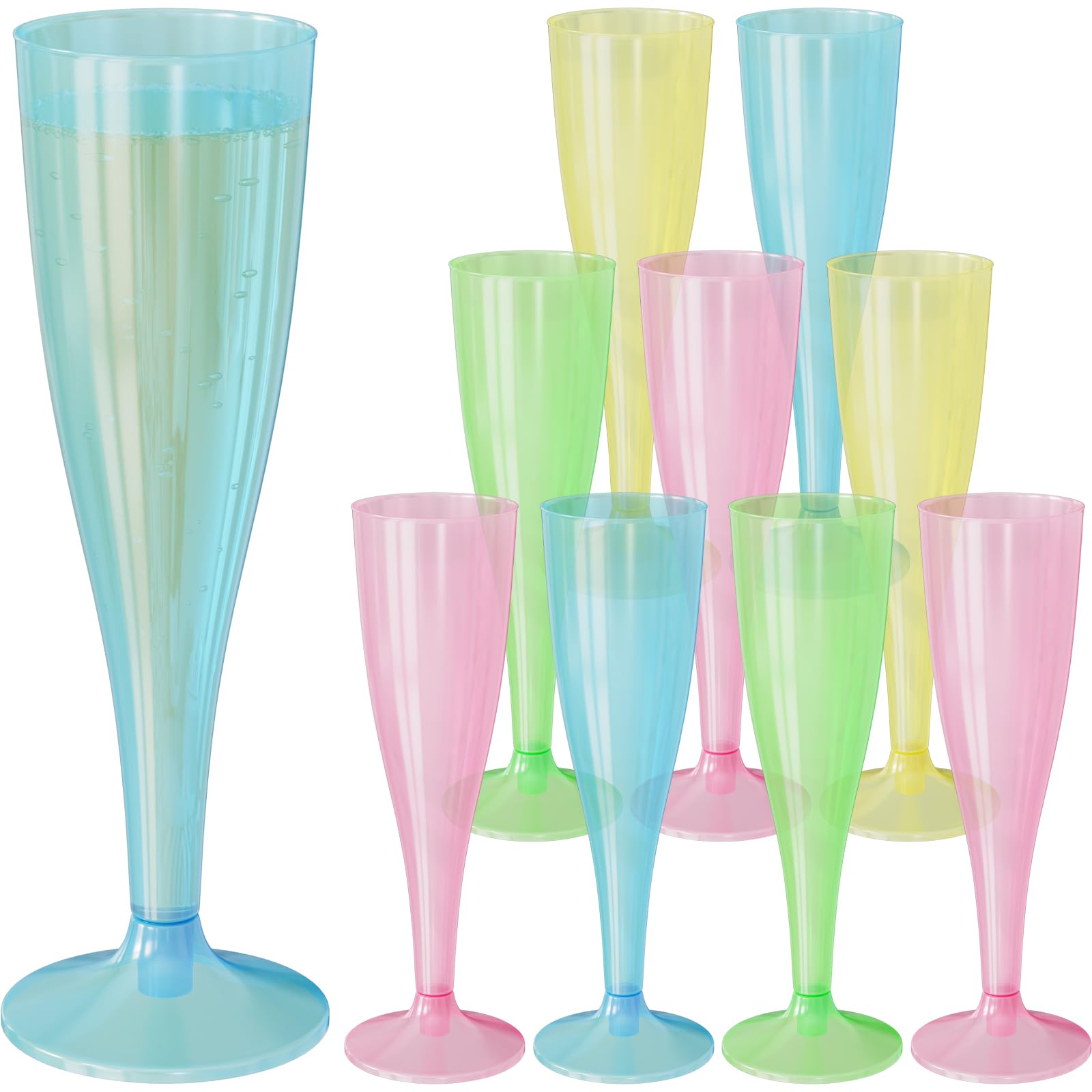 WELLGRO Kieliszki do szampana, zestaw 150 ml, tworzywo sztuczne, kolorowe, przezroczyste, nietłukące, nie zawierają BPA, wielokrotnego użytku, kieliszki do szampana, kieliszek do szampana, kieliszek