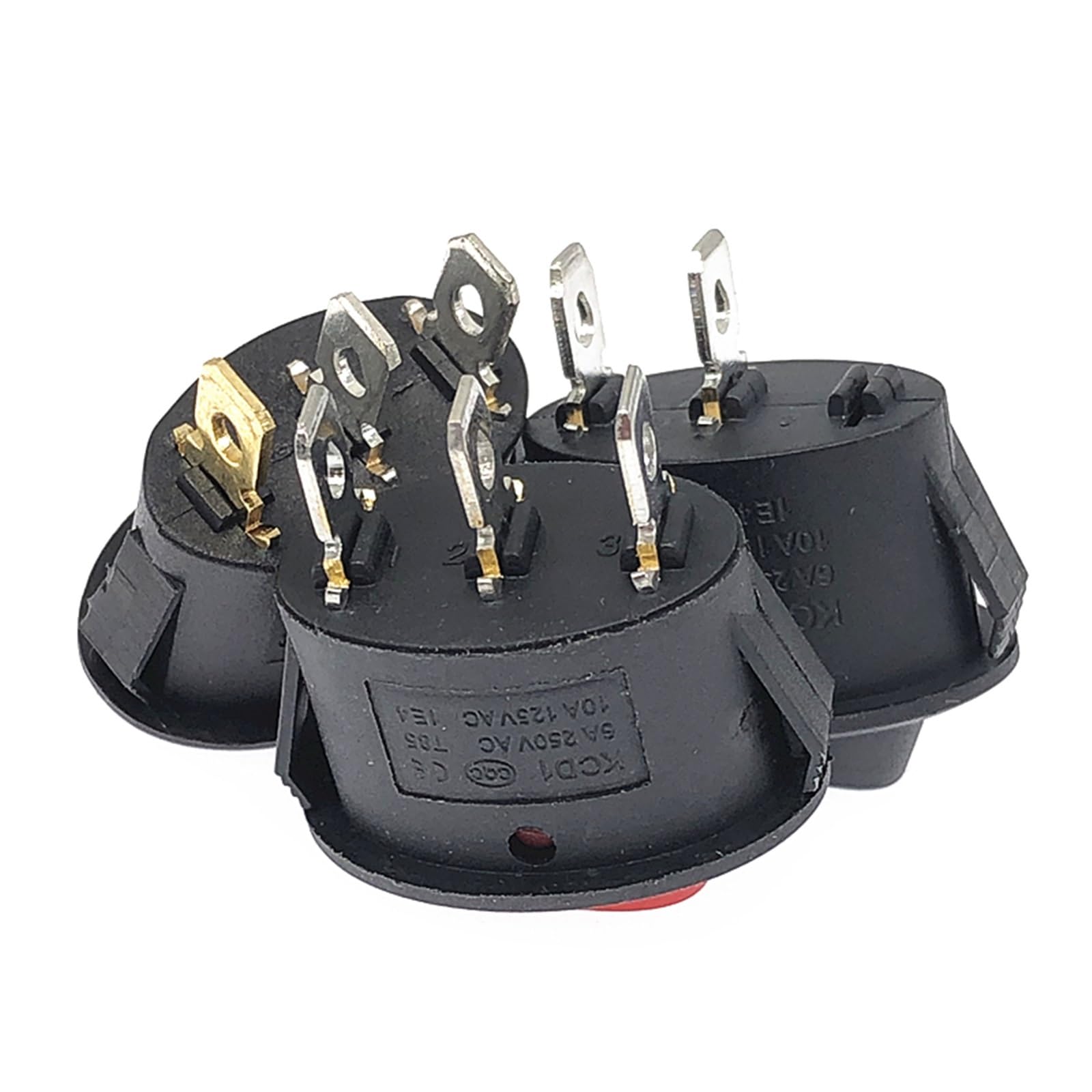 Interruptor basculante redondo KCD1 de 125 V CA y 250 V CA, encendido/apagado, LED, 6 A, 10 A, 2/3 pines, 15 mm, 20 mm, 2/3 posiciones, 10 unidades(3Pin-2position lamp)