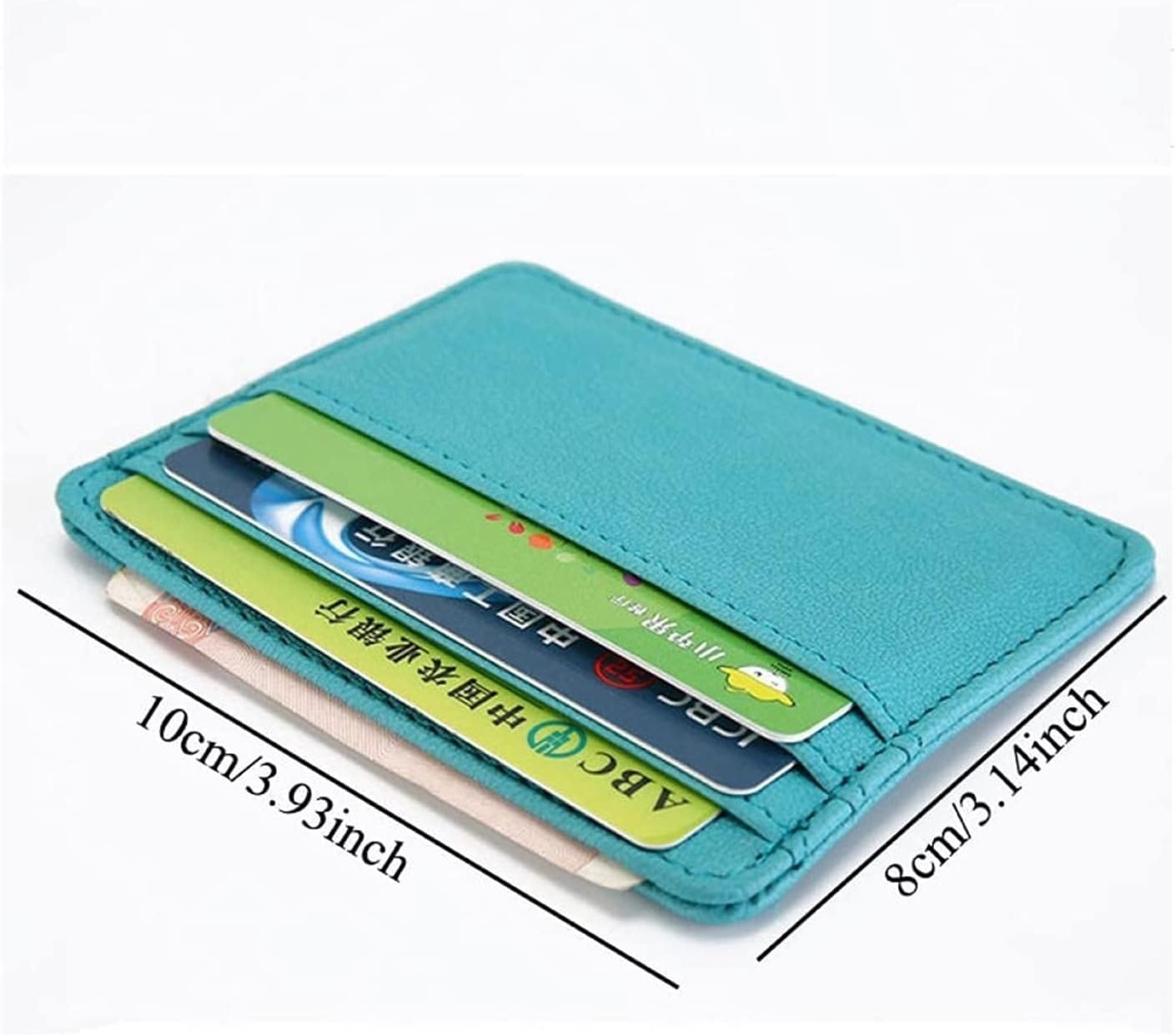 Leather ID Card Holder Candy Color Bank Credit Card Box Multi Slot Slim Card Case Wallet Business Card Cover(Pink green)