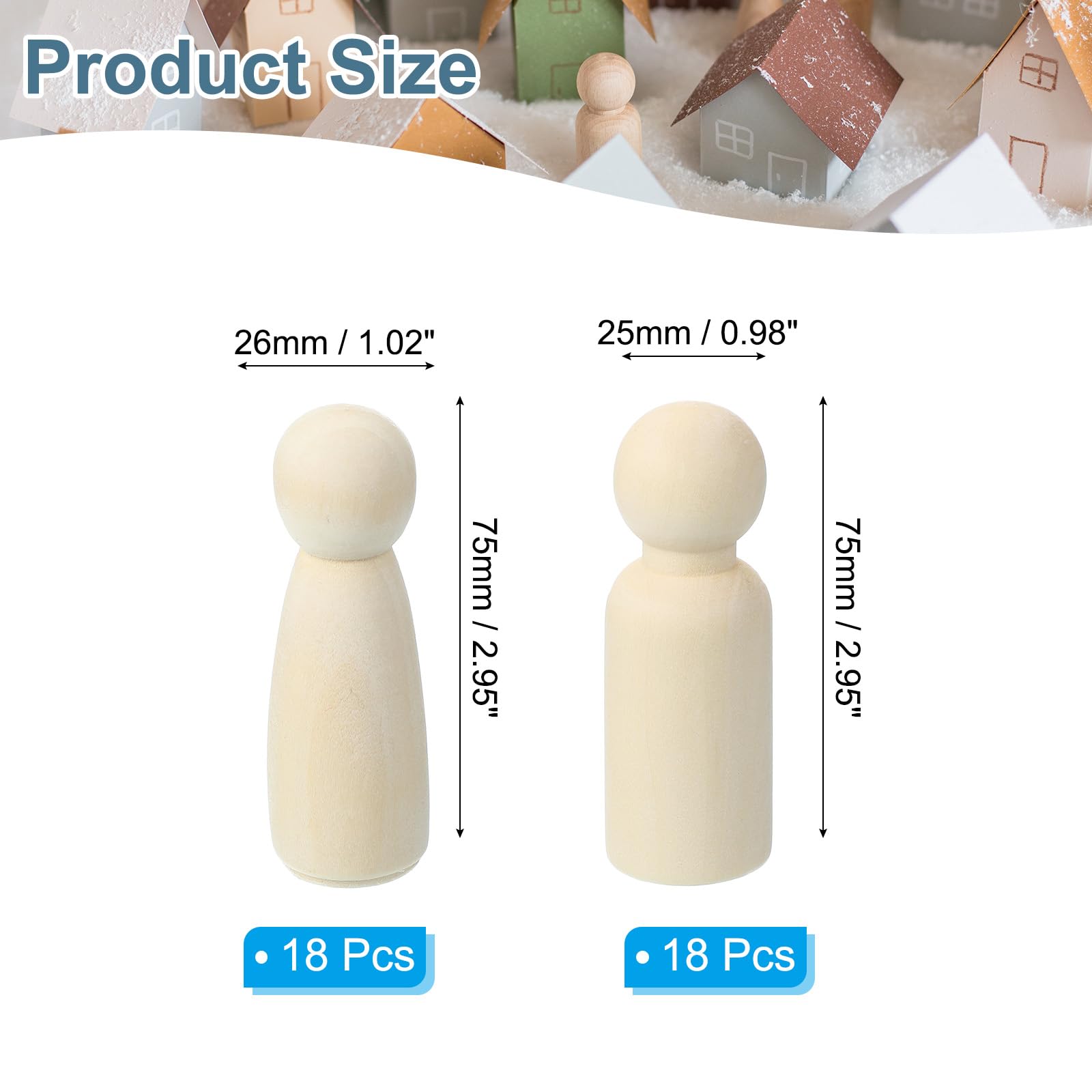 PATIKIL 2.95" Height Wooden Pegs Peoples - Image 2