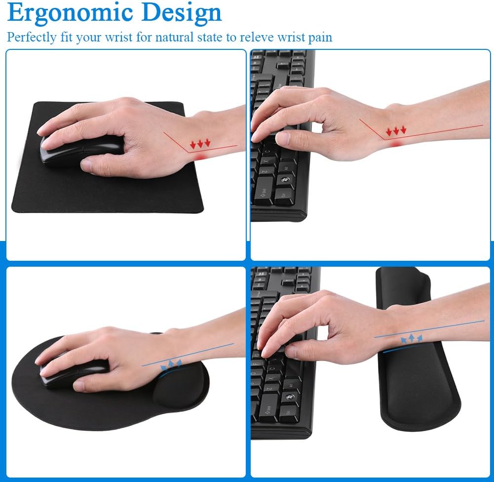 Memory Foam Mouse Pad Keyboard Wrist Rest Support - Ergonomic Support - for Office, Computer, Laptop, Mac - Premium Quality, Durable, Lightweight for Comfortably Typing Pain Relief and Repair