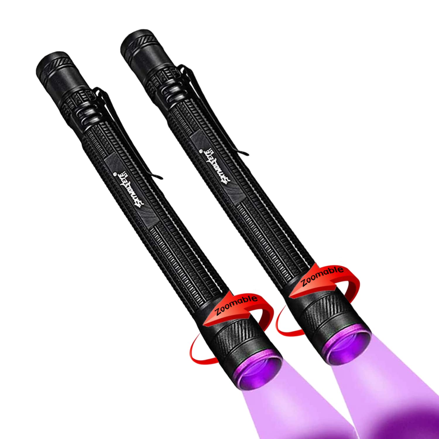 Castnoo 2 Pack UV Flashlights, 395NM Blacklight Flashlights, Zoomable Mini Blacklight Pen Light for Leak, Pet Urine, Hotel Inspection, Dry Stain