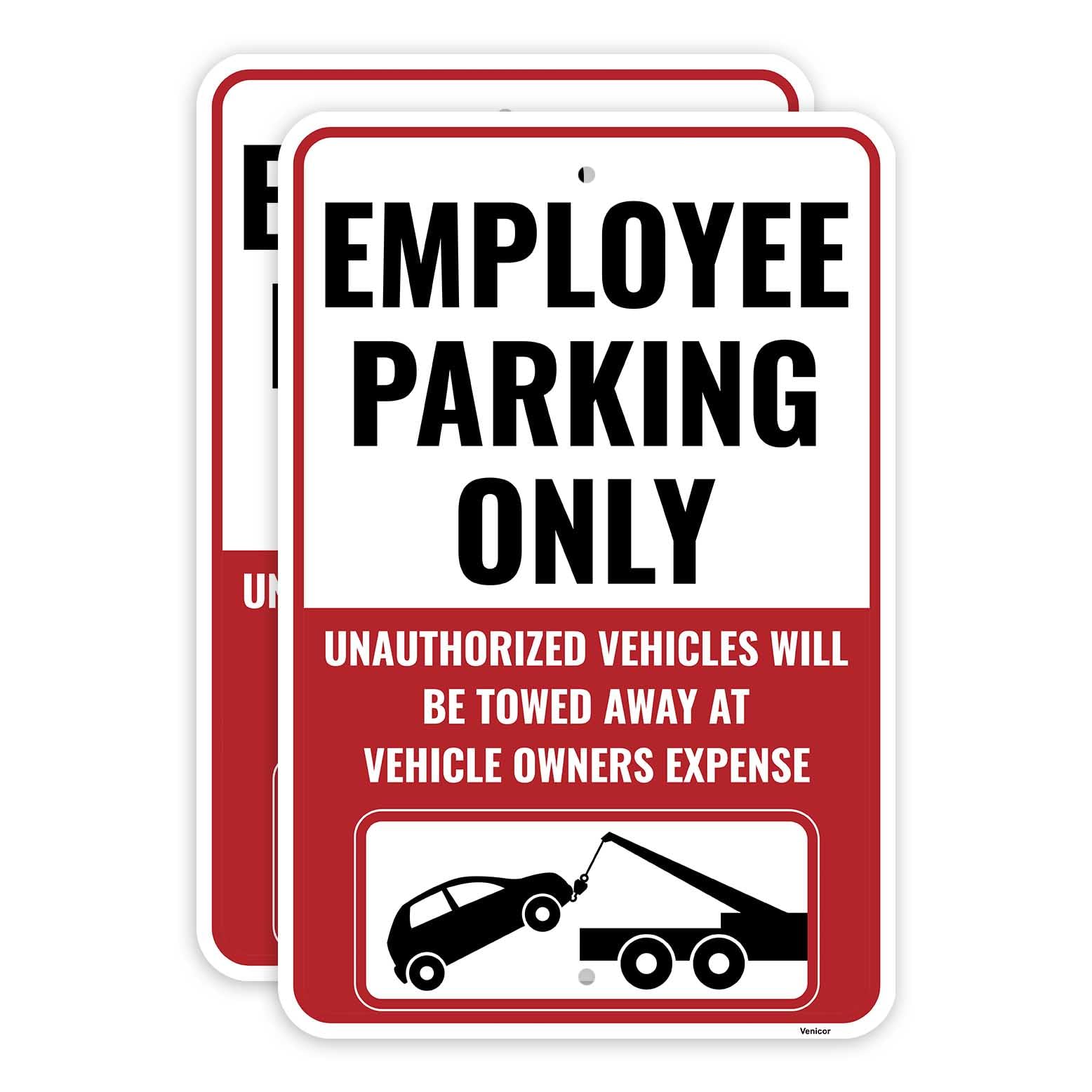 Señal de estacionamiento para empleados, 2 unidades, 45,7 x 30,5 cm, aluminio, señal de estacionamiento para personal
