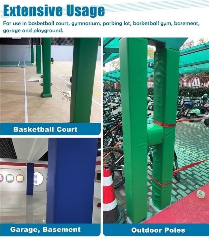Kanduo Almohadillas para Postes de Baloncesto Protectores de Postes de aro de Baloncesto: Fundas tubulares envolventes for Proteger Postes en canchas, garajes y sótanos