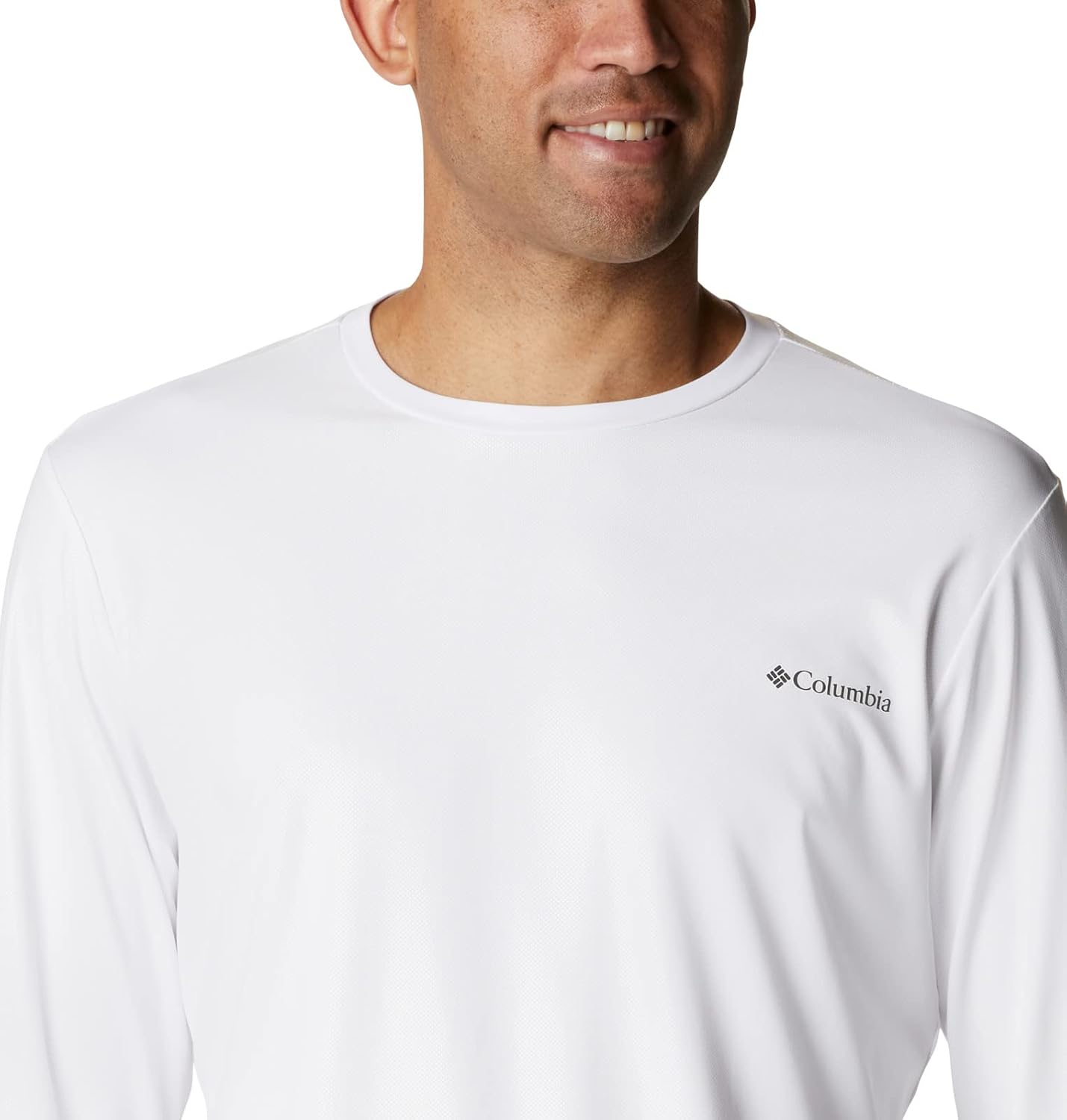 Columbia Men's M Sun Deflector Summerdry Long Sleeve Shirt, White, Large