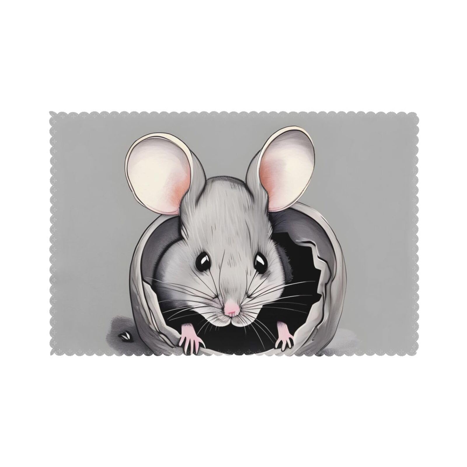 Grey rat Placemats set of 6, insulated, washable, suitable for kitchen, dining room, parties, etc.