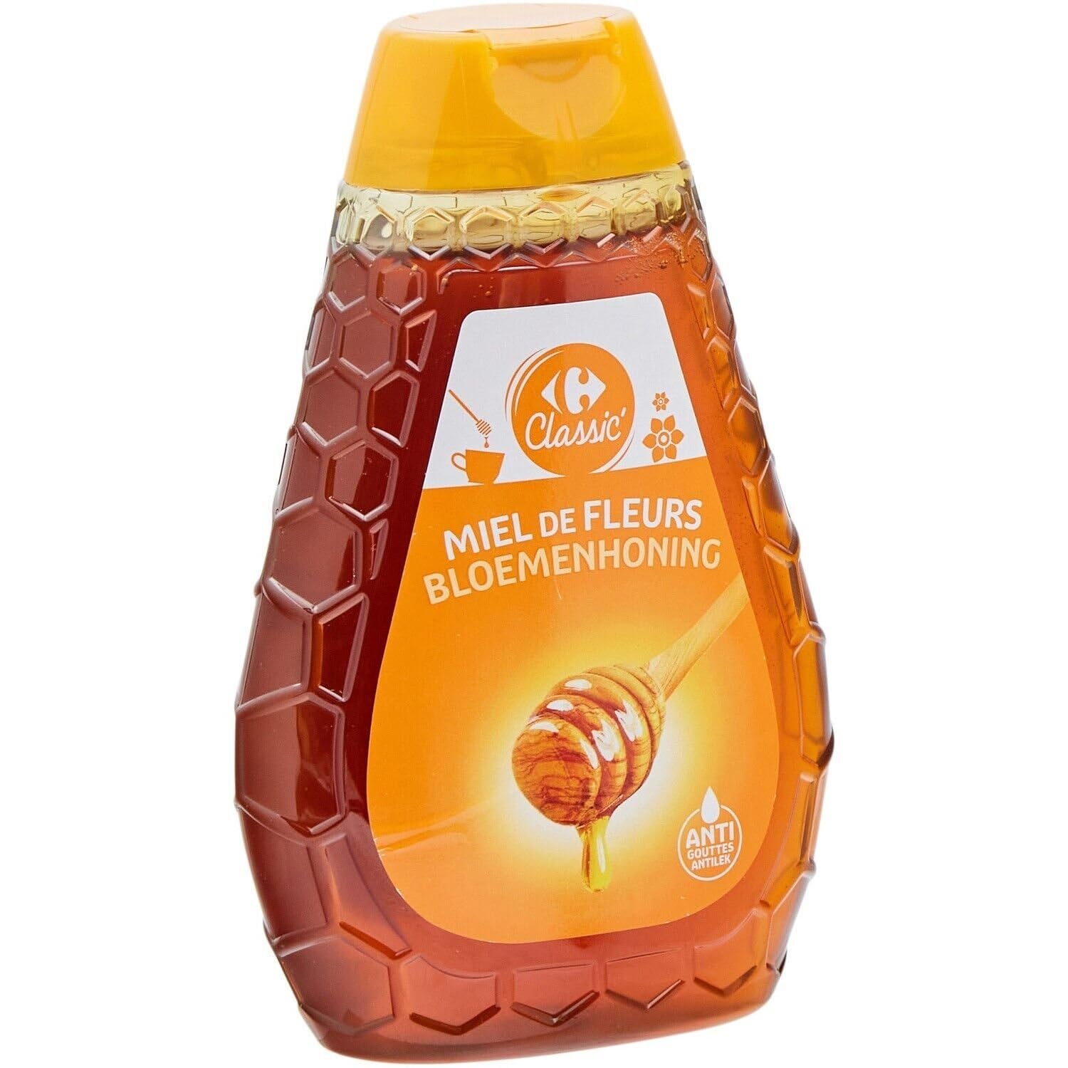 Un petit-déjeuner sans trace de miel grâce au service anti-gouttes — CARREFOUR CLASSIC' Miel de Fleurs, Pot de 500g - Lot de 3