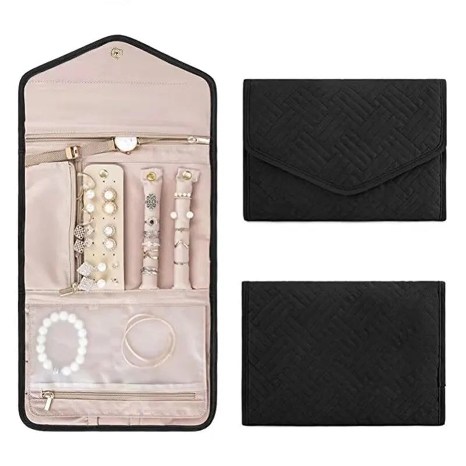 UBOHUZ Foldable Portable Travel Jewelry Bag For Necklace Earrings Rings Case Organizer Journey Storage Bags For Women Girls for Travel Necklace(Color2)