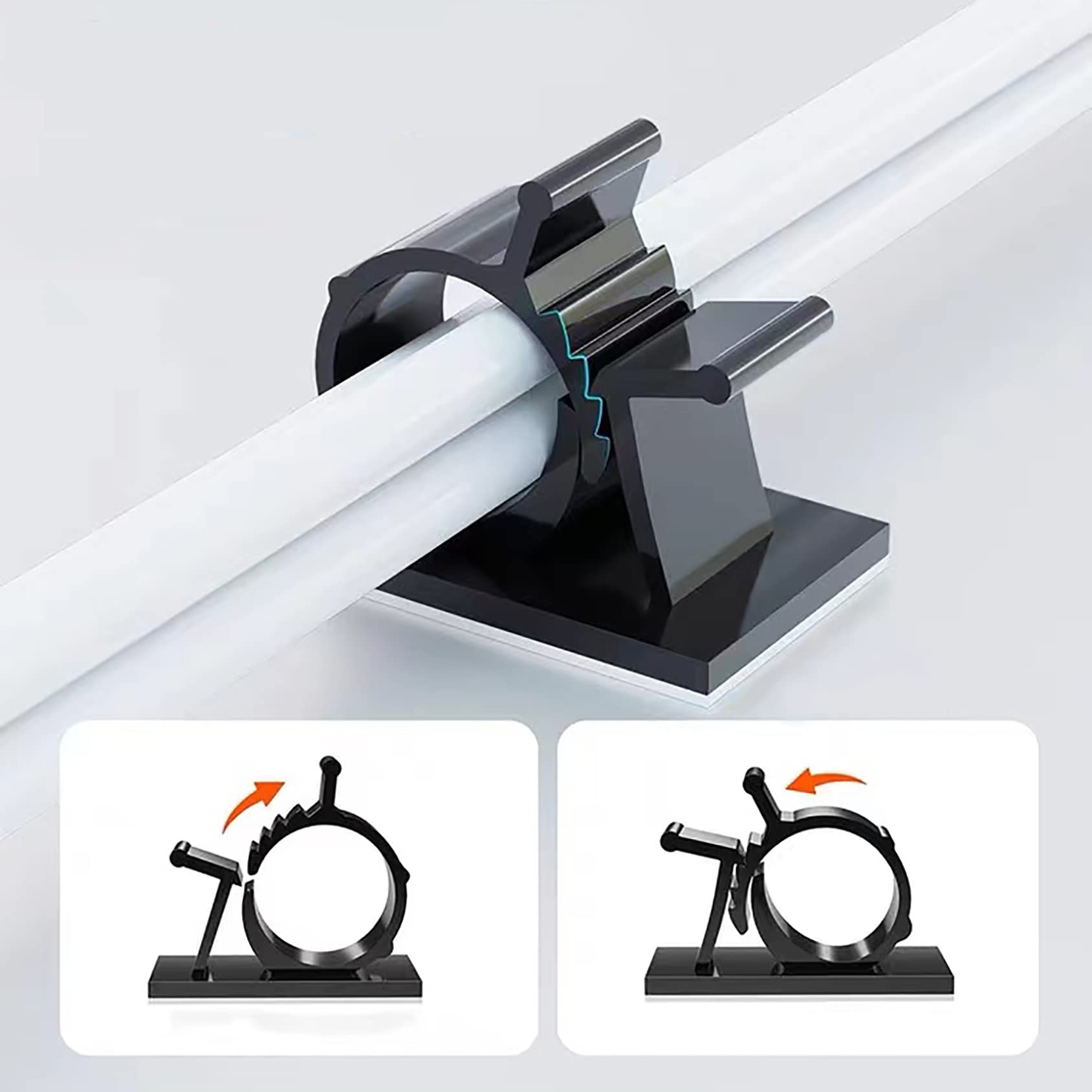 30 Clip Per Gestione Cavi Autoadesive – 4,5 X 1,9 Cm, In PP Nero, Per Fissare Cavi A Scrivania, Parete, Casa, Ufficio - 5
